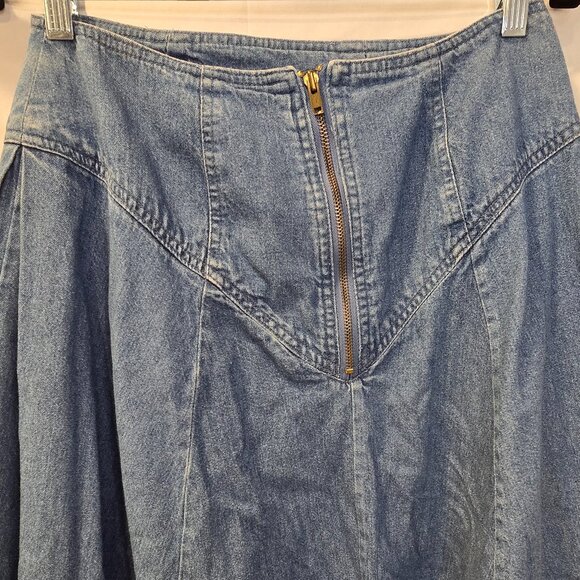 Vintage 70's Brittania Denim Skirt Size 11/12 Blue Zip Flare - Picture 6 of 7